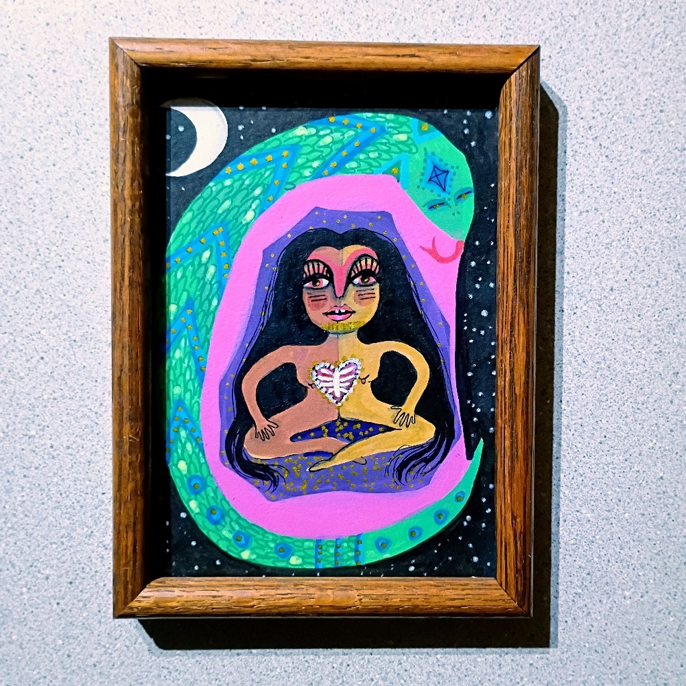 ORIGINAL ART - SerpenTina 5 x 7 Acrylic Paint Doodle on Paper